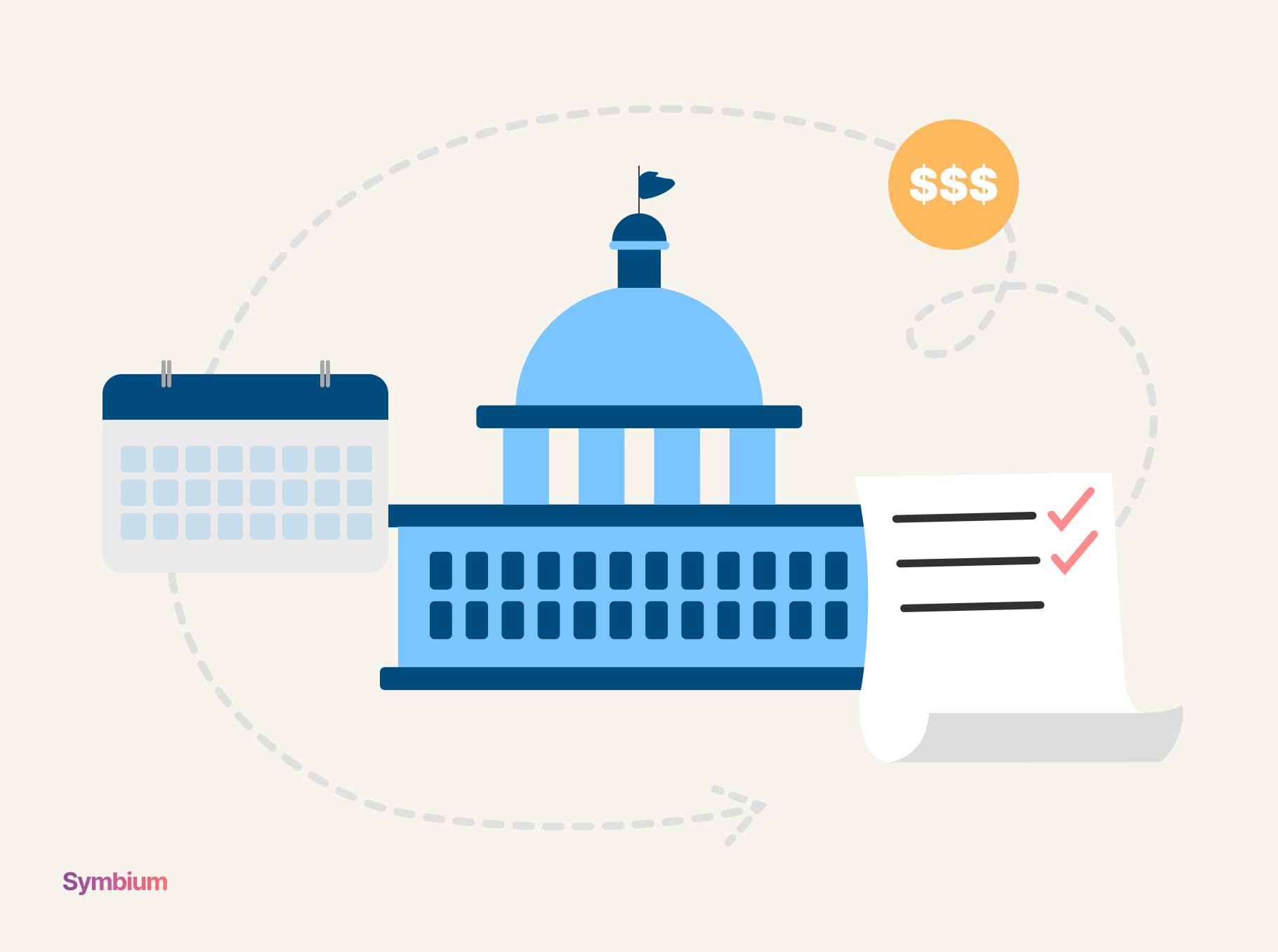 Government building representing public funding programs and clean energy grants